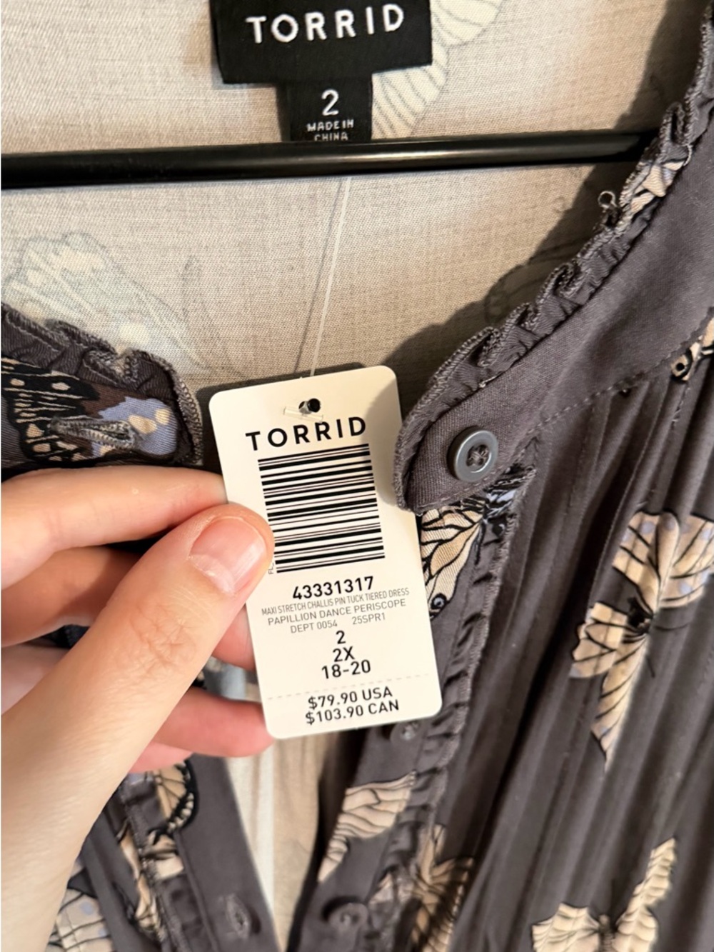 Torrid NWT Charcoal Butterfly-Print Maxi Dress - Picture 4 of 8